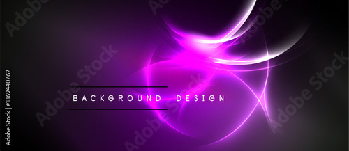 Abstract purple energy swirls, bright center. Dark background creates dramatic visual effect. Text reads background design.