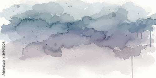 Muted Blue Gray and Lavender Abstract Watercolor Background Vector