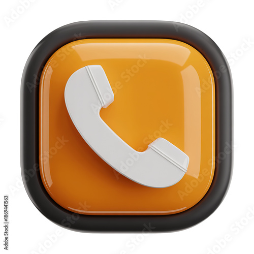 3D Phone Icon for Communication and Contact Buttons on Digital Platforms