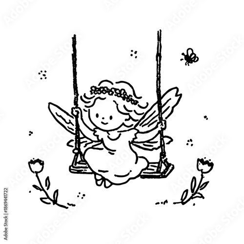 Whimsical Fairy Sitting Among Flowers