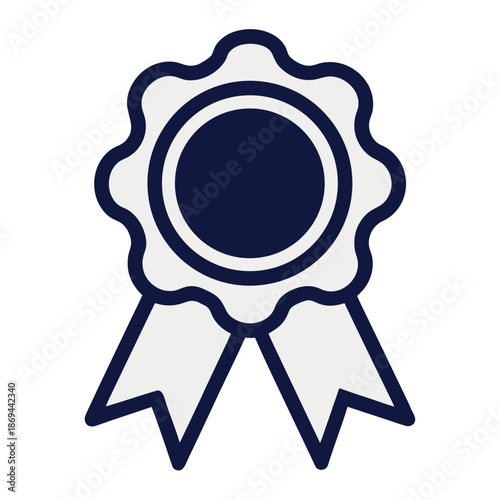 Award Ribbon Badge, Minimal Rosette Outline Vector Icon on white background