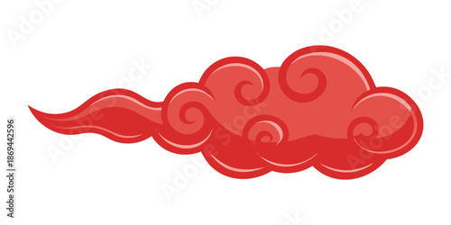 Red Chinese Cloud Pattern Vector Illustration.