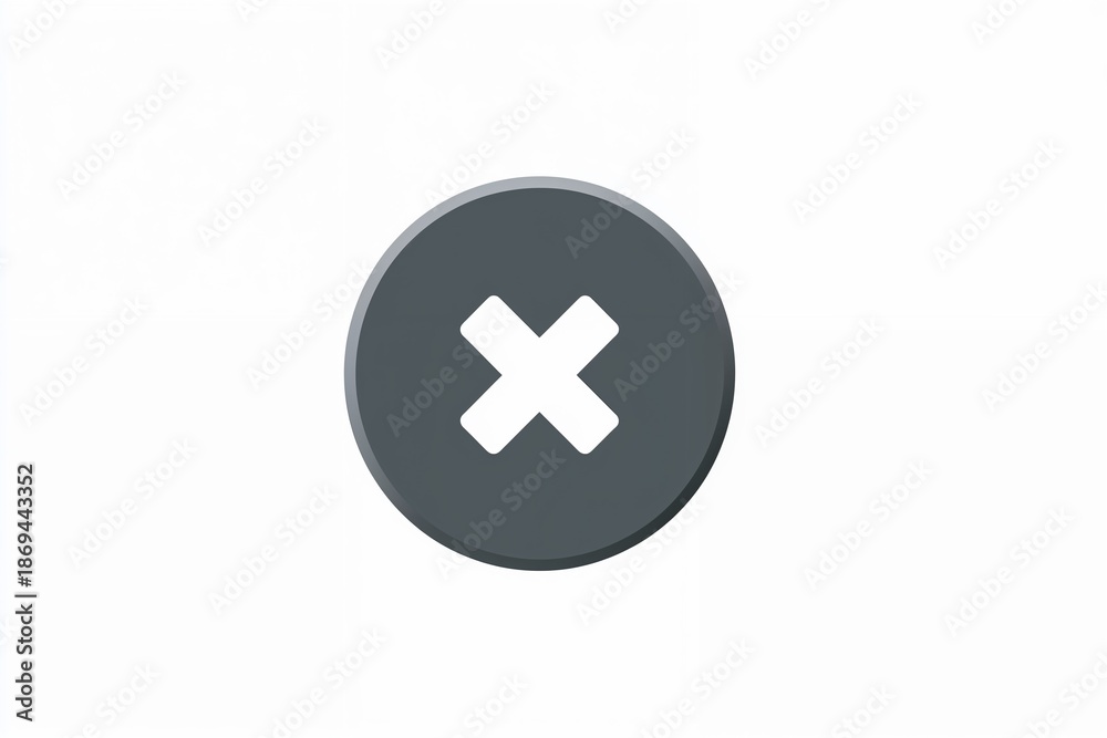 Fototapeta premium Gray cancel icon button with white X on clean white background