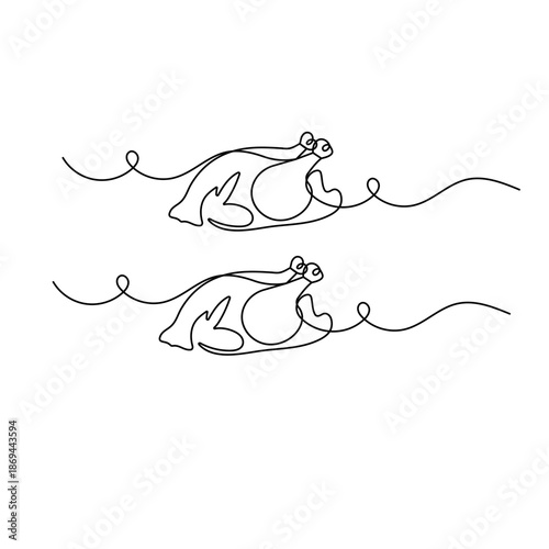 Continuous line drawing of roasted turkey for Thanksgiving dinner vector illustration 
