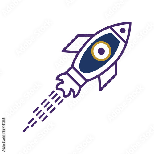 Modern Space Rocket Launch Vector Illustration for Startup Business and Innovation Concept