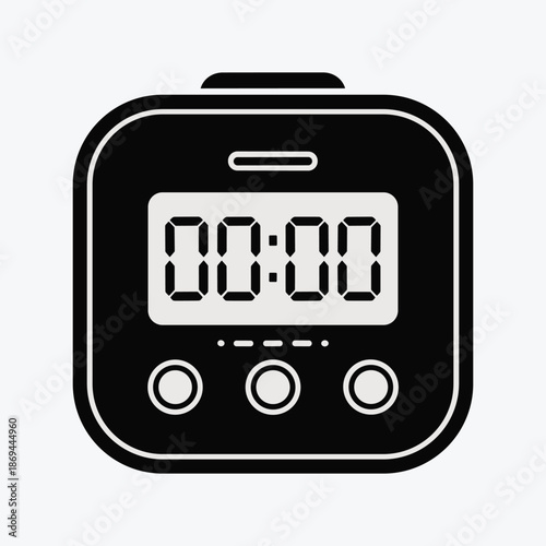 Black digital kitchen timer with white display and buttons digital timer black and white electronic timer.