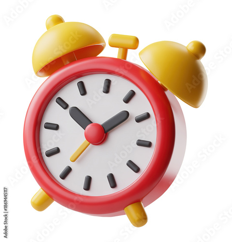 3D Digital Alarm Clock with Red and Yellow Design for Daily Planning