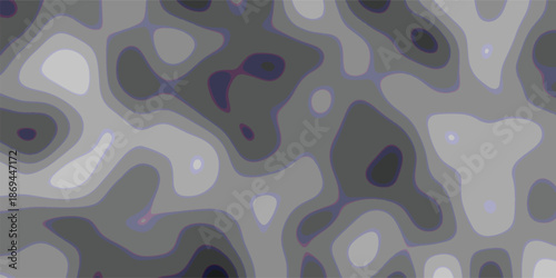 Abstract topographic contour map pattern with smooth undulating shapes in shades of gray and purple, creating a visually engaging and modern background texture for design projects