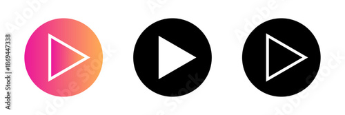 再生ボタンの円形アイコンセット素材 /Play Button Circle Icon Set