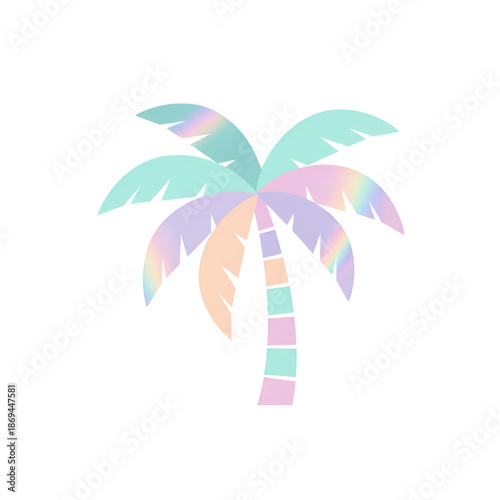 Rainbow Palm Tree Illustration Isolated on White Background