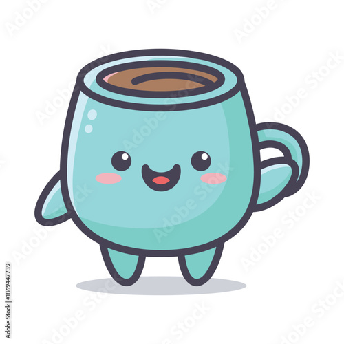 Cute Cartoon Coffee Mug Character Illustration