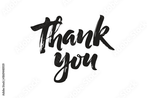 Black thank you lettering vector illustration on transparent background