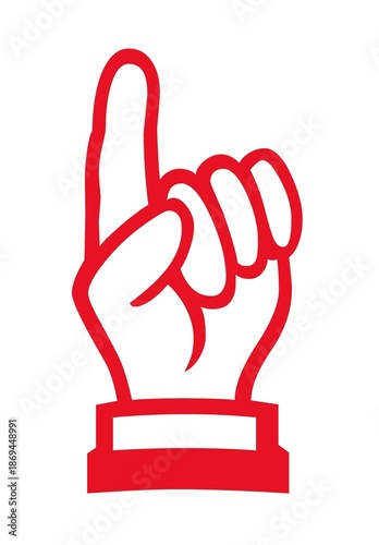 Red Hand with Index Finger Pointing Up