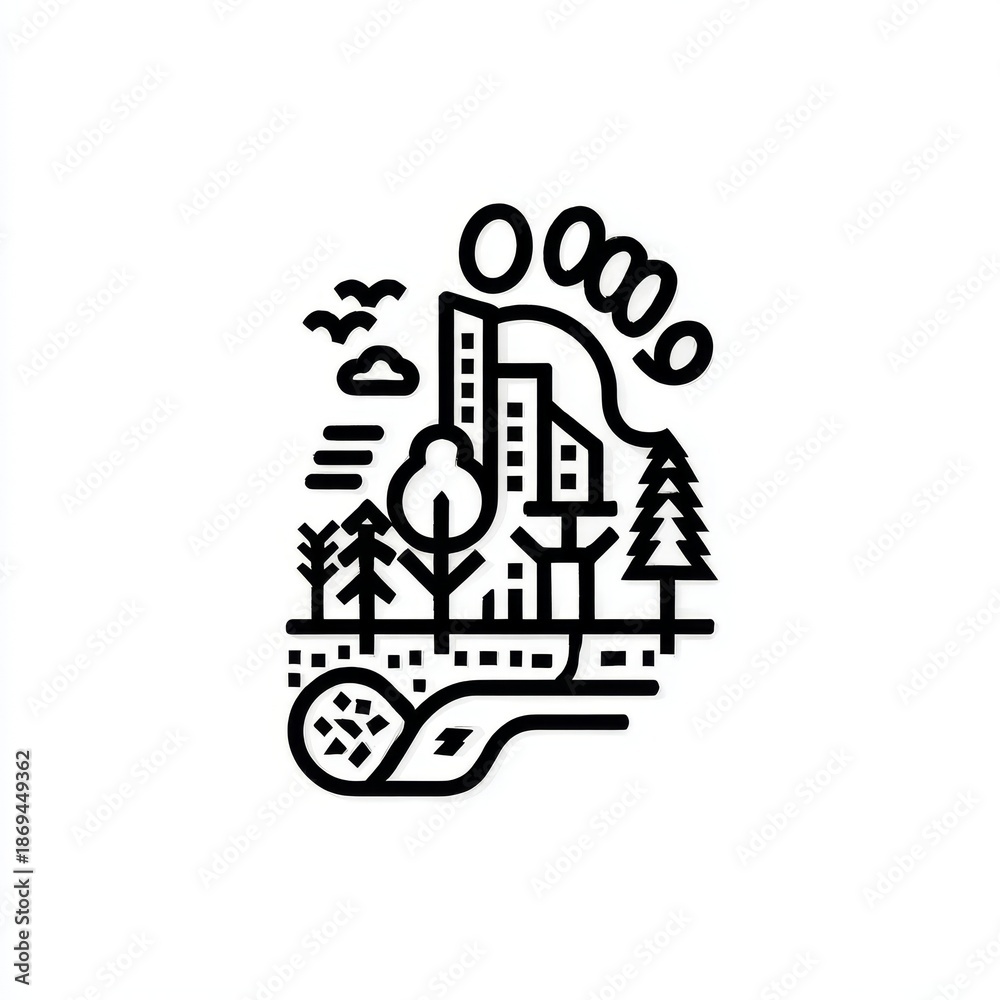 Obraz premium carbon footprint pictogram black and white
