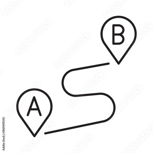 Logistics route map linear icon vector illustration symbol isolated white background distance path point location destination tracking navigation direction outline