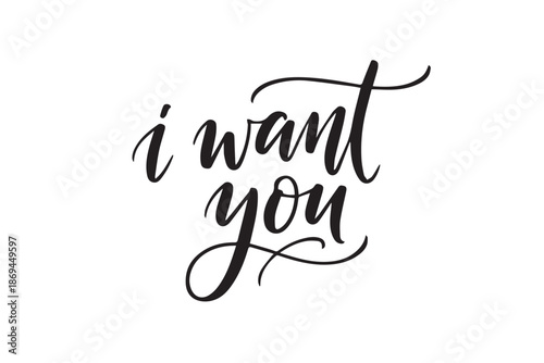 I want you handwritten text vector illustration on transparent background