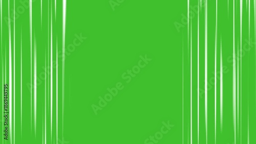 Vertical white animated speed lines on a green screen background