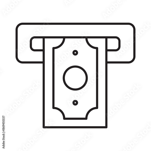 ATM money withdrawal linear icon vector illustration symbol isolated white background bank machine cash dispenser finance transaction automatic outline design