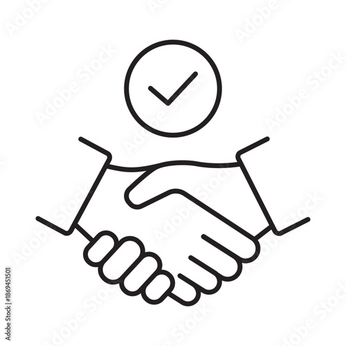 Business handshake deal linear icon vector illustration symbol isolated white background agreement partnership trust contract shake meeting sign outline design