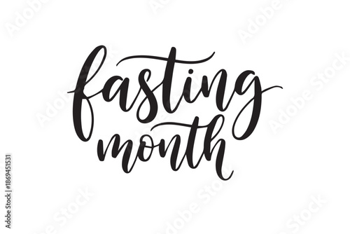 Fasting month calligraphy in elegant black script vector illustration on transparent background
