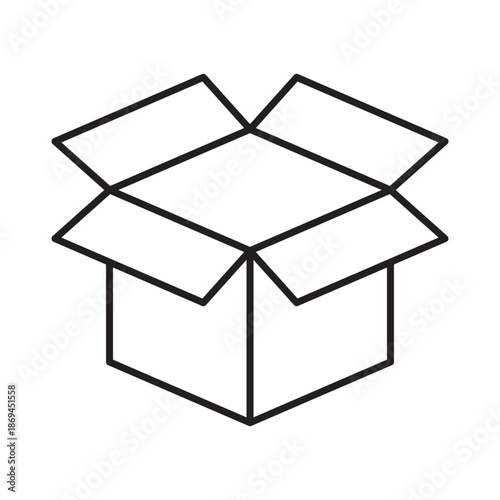 Open cardboard box linear icon vector illustration symbol isolated white background empty package unpack carton storage container shipping delivery outline