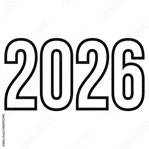 Bold black outline of year 2026 on gray