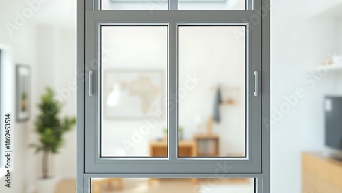 A modern interior view of a clean architectural window with a soft background.
