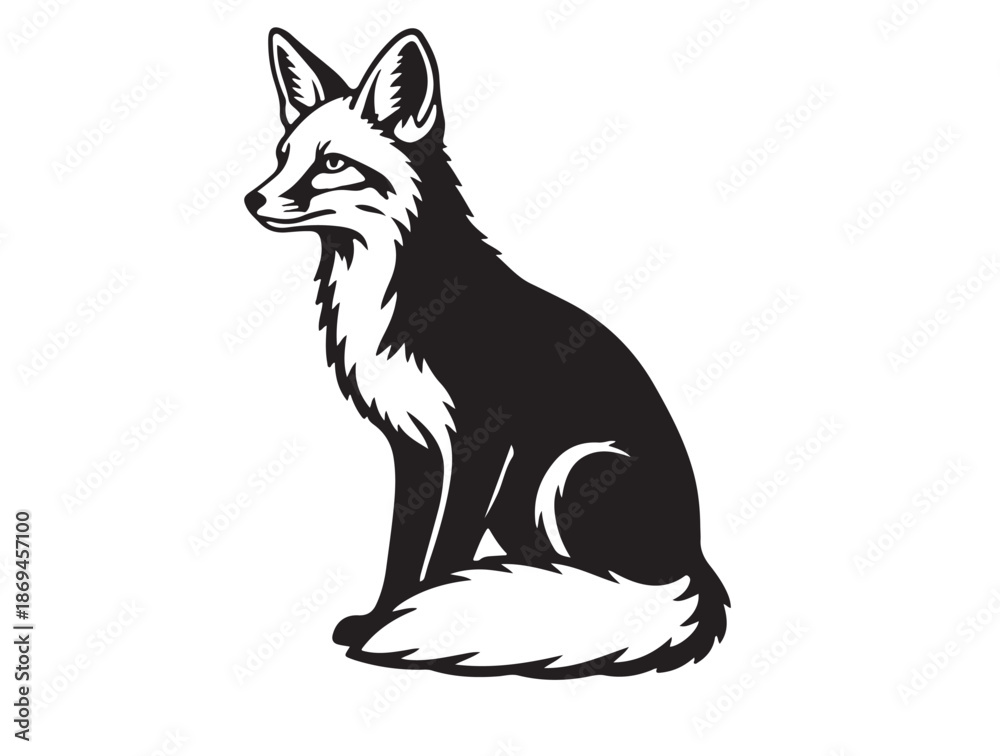 Obraz premium Kit Fox in silhouette white background.