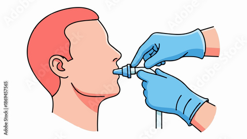 Medical professional administers nasal swab test to person