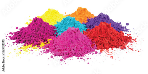 A collection of vibrant colored powders for the celebration of the holi festival
