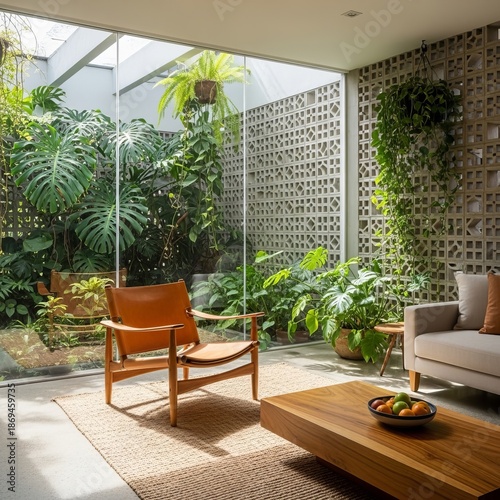 Brazilian Modernist Living Roomjacarandá wood concrete and glas