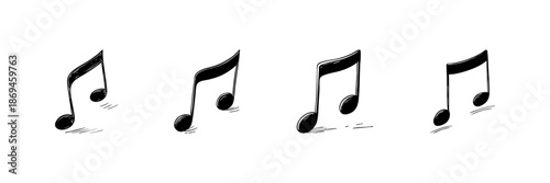 Musical Notes Doodle Sketch Set. Melody And Rhythm Representation In Hand Drawn Style Collection. Artistic Music Symbol Illustration. Isolated Vector Illustration