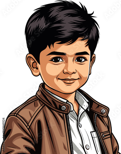 Create a kinds of deferent smart boy leathers jacket vector art with white background.