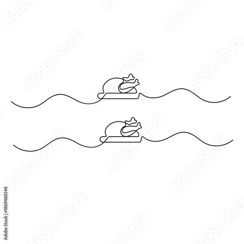 
Continuous line drawing of roasted turkey for Thanksgiving dinner vector illustration 