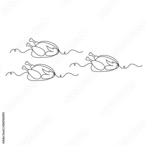 
Continuous line drawing of roasted turkey for Thanksgiving dinner vector illustration 
