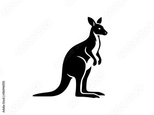 Standing Kangaroo Silhouette Animal Vector Illustration