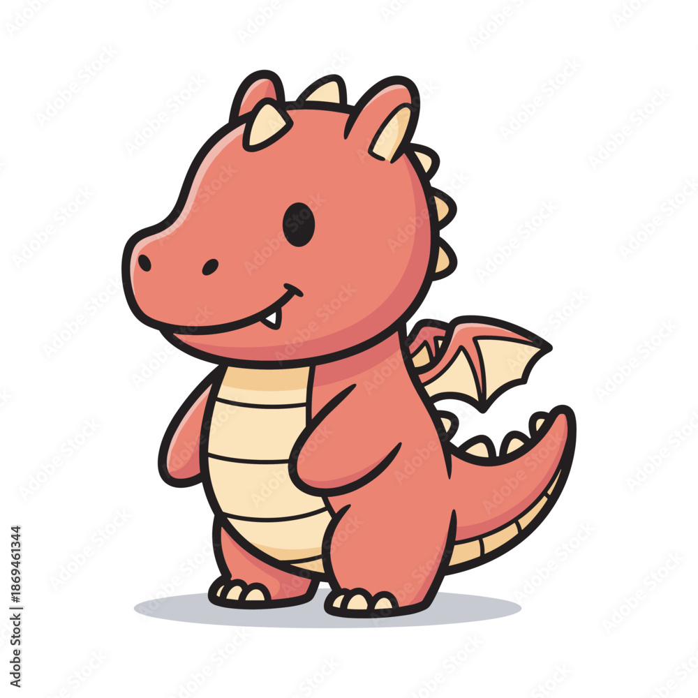 Obraz premium Cute Cartoon Red Dragon Illustration