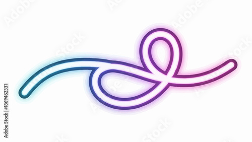 Neon, curved line with blue to purple gradient glow on white