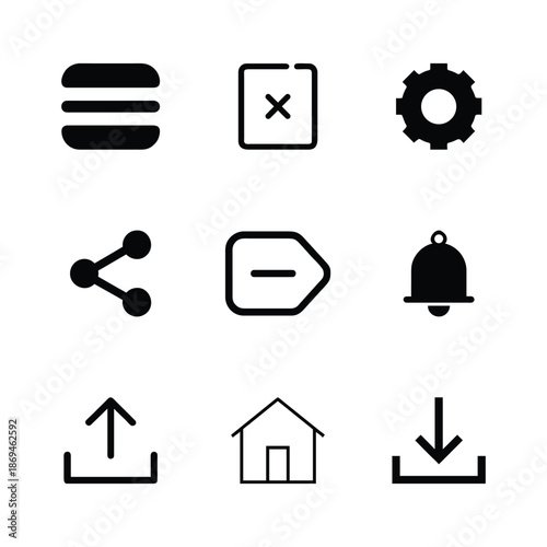 Set of User Interface Icons. Containing Settings, Search, Security and  Digital Products
