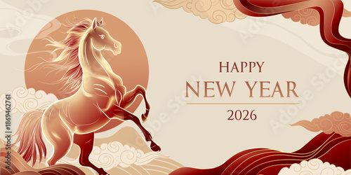 Year of the Horse 2026 Chinese New Year Classic Oriental Design