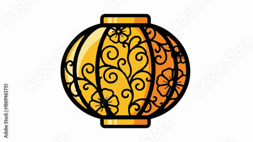 Ornate golden lantern with floral and vine cutouts