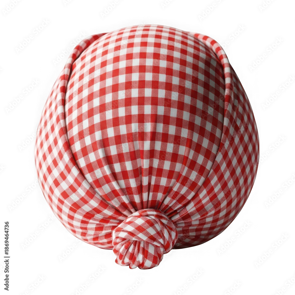 Fototapeta premium A red and white gingham cloth isolated on transparent background