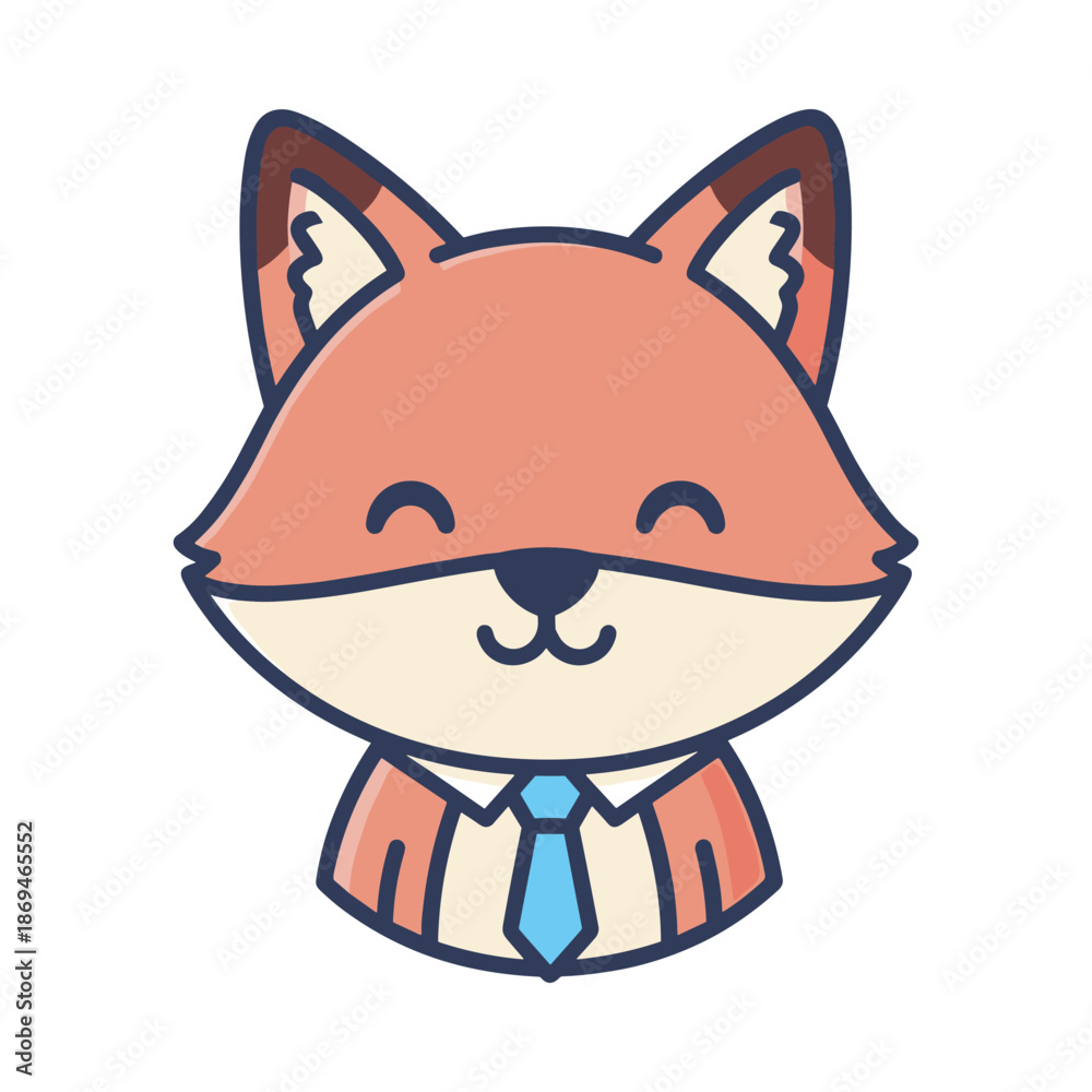 Obraz premium Cute Cartoon Fox Character Illustration