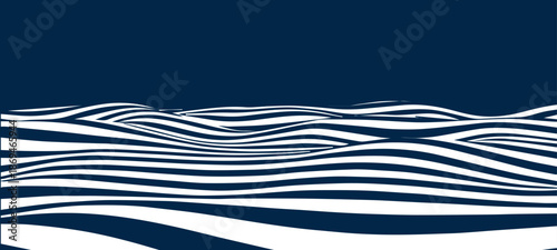 Black and white wave. Optical illusion. Vector illustration of flow.