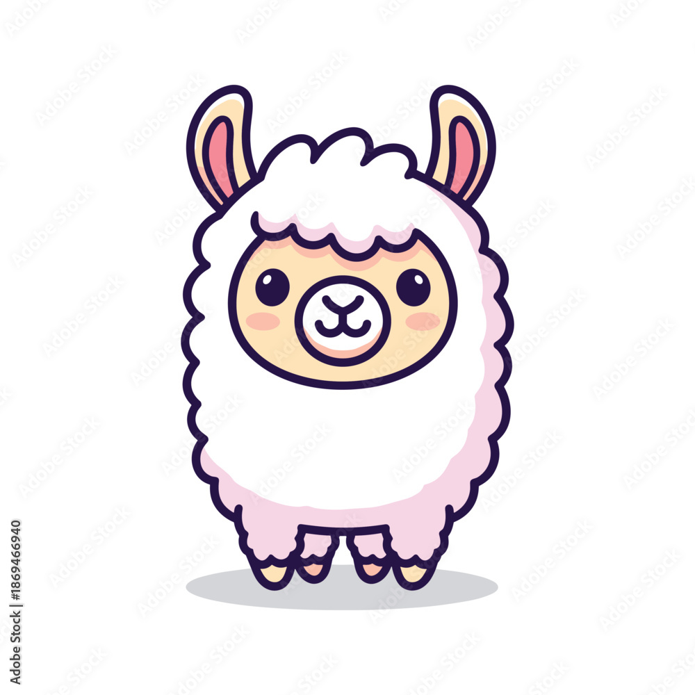 Naklejka premium Adorable Cartoon Alpaca Illustration