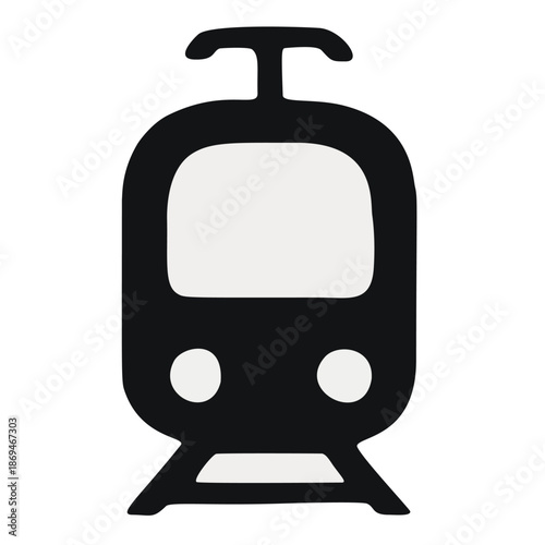 Minimalist Silhouette Train Transportation System Public Transit Vehicle Icon