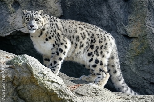 Snow Leopard A elusive and beautiful big cat with thick smoky gr