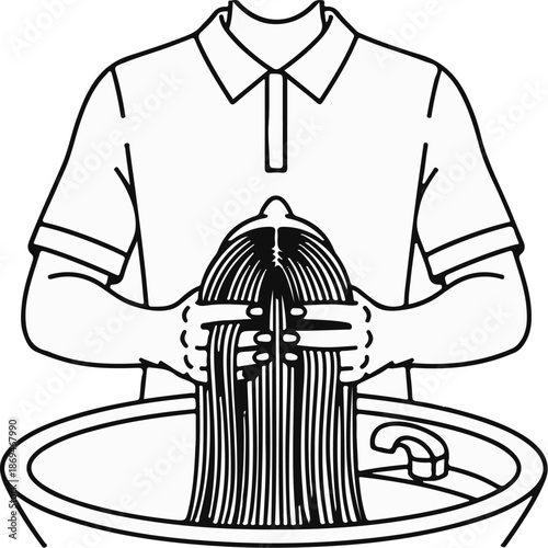 Person washing hair in a sink