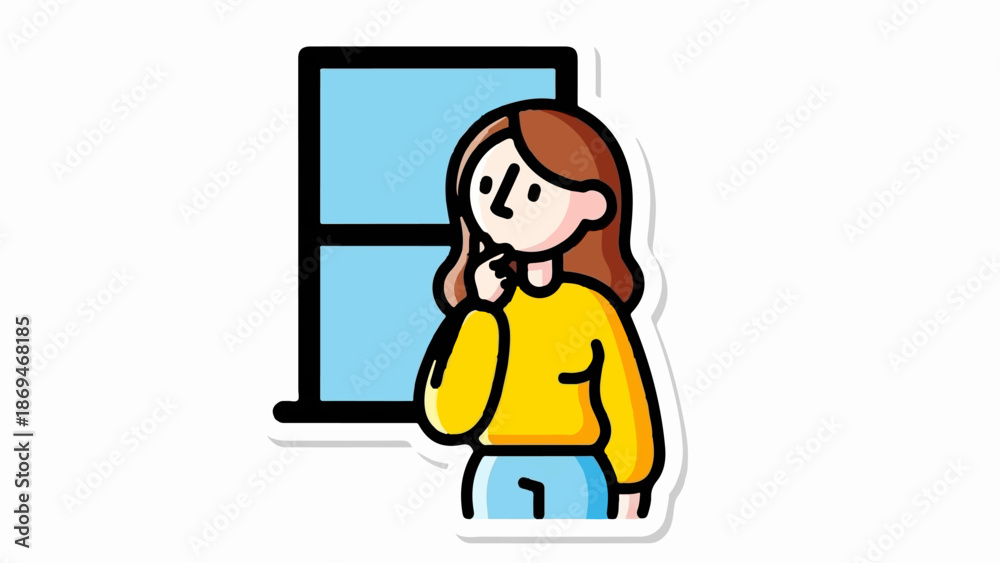 Obraz premium Person thoughtfully looks out a window, contemplating