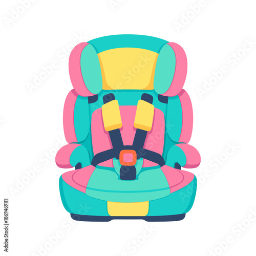 illustration of colorful child safety car seat